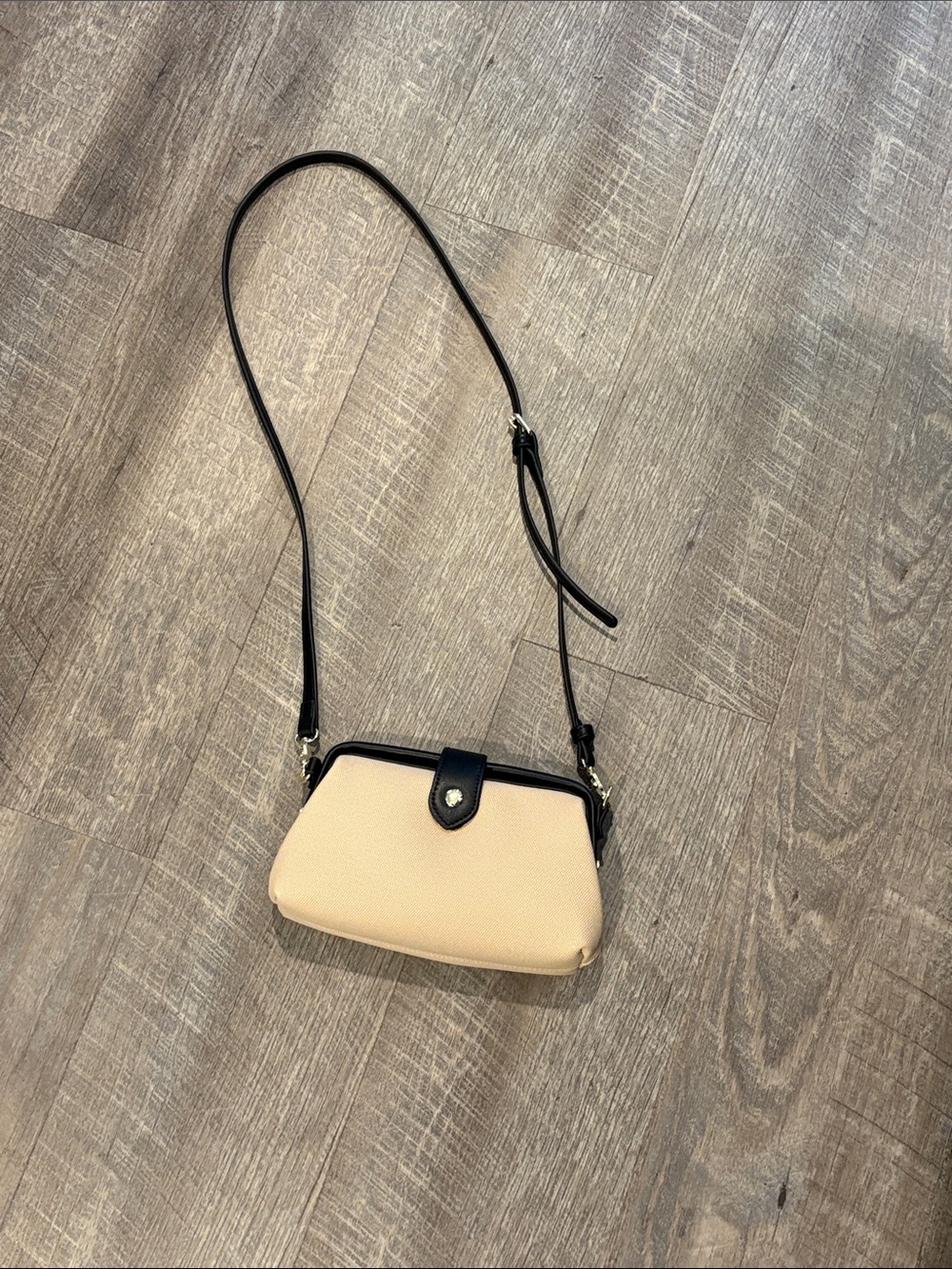 Classic Two-Tone Crossbody Bag in Beige and Black